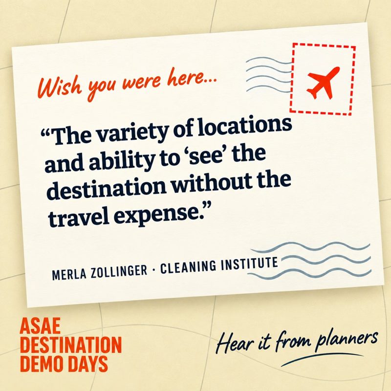 Postcard quote: The variety of locations and ability to see the destination without the travel expense. Merla Zollinger, American Cleaning Institute